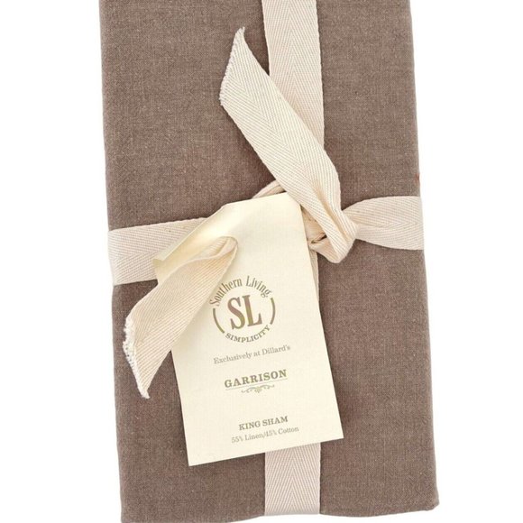 NEW Southern Living King Sham Garrison Mauve Linen Cotton MSRP $68 - Picture 2 of 5